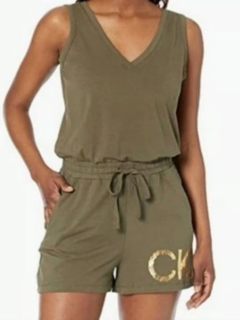 Calvin Klein Army Green Sleeveless Romper – Size M